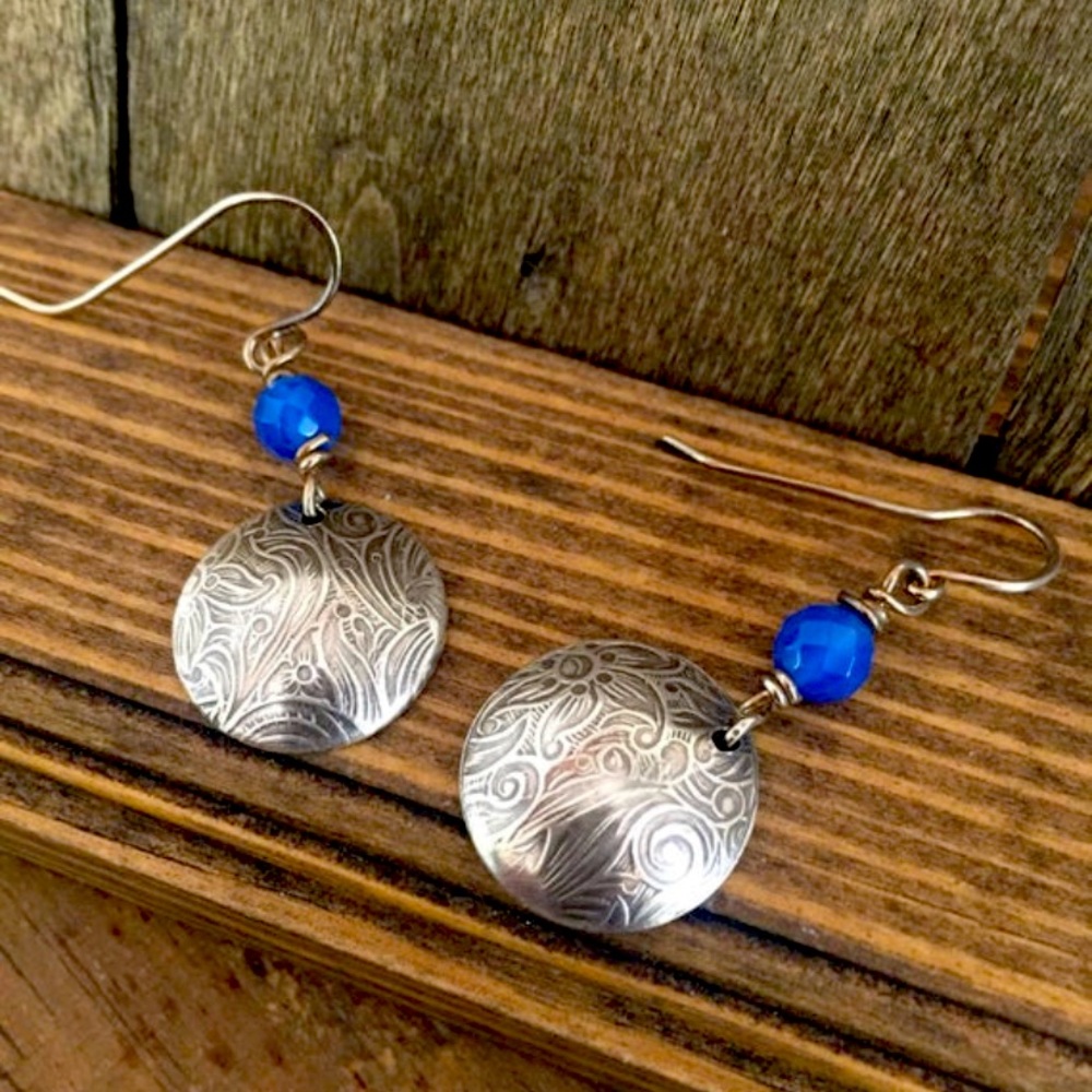 Handmade Sterling Silver Earrings with Agate.